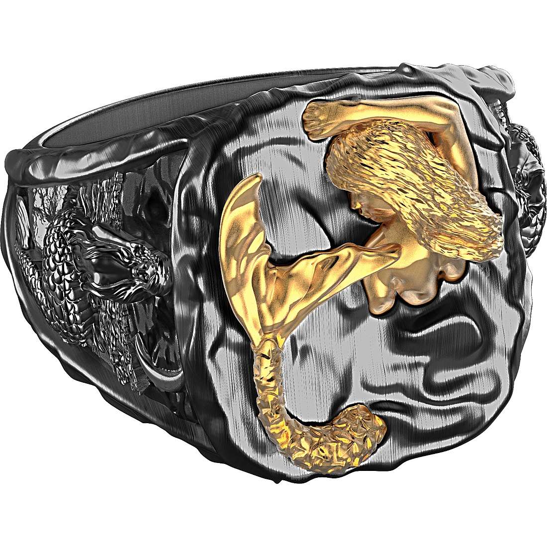 Zancan silver signet ring with dragon.