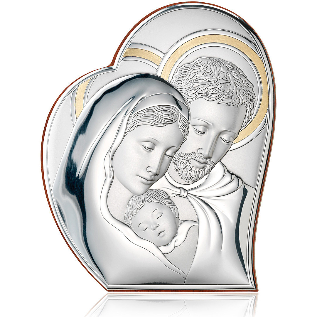 Icona Sacra Famiglia in legno e argento 