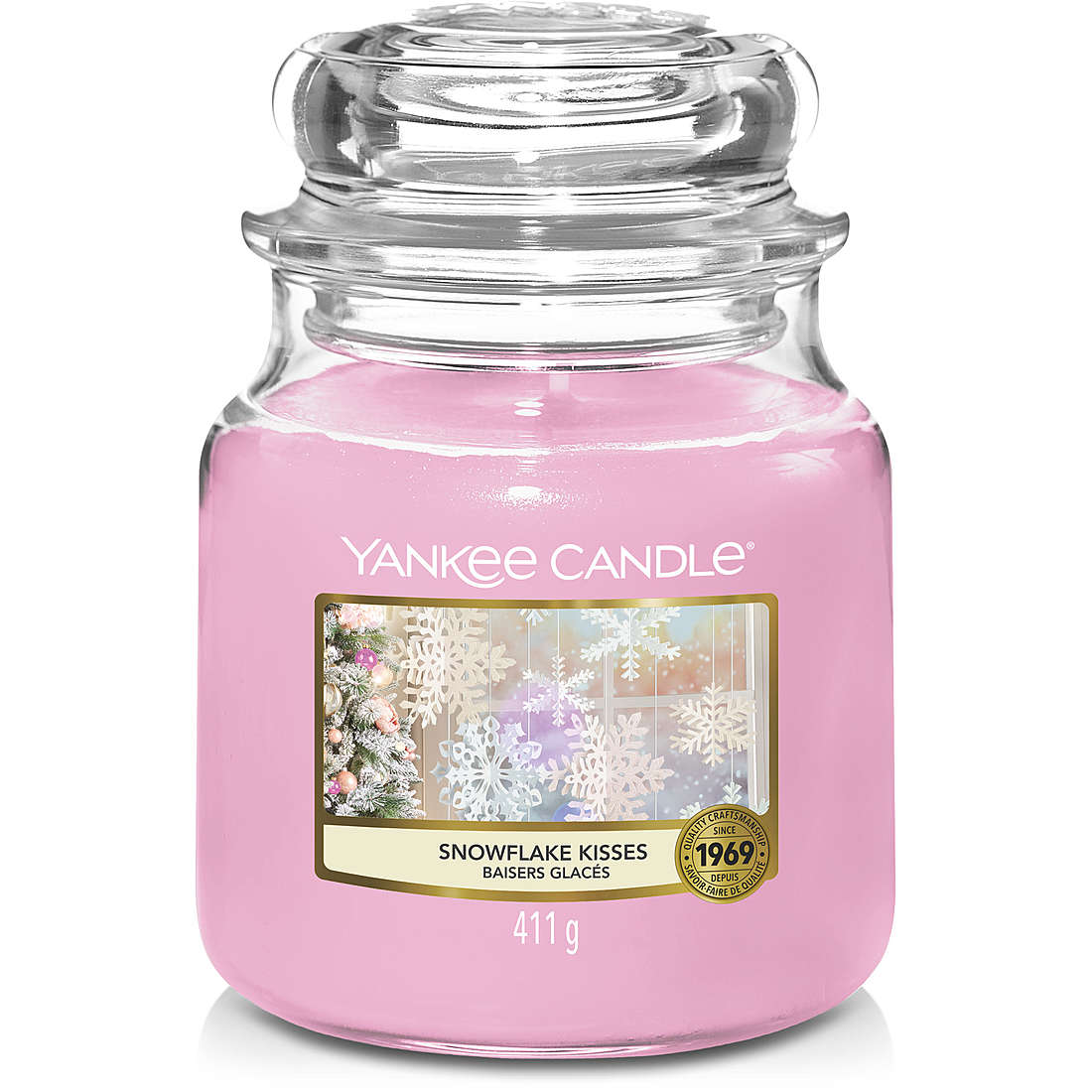 Candela Yankee Candle Giara, Media Snow Globe Wonderland colore Rosa 1721030E