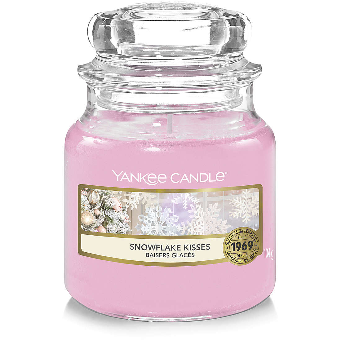 Candela Yankee Candle Giara, Piccola Snow Globe Wonderland colore Rosa 1721049E