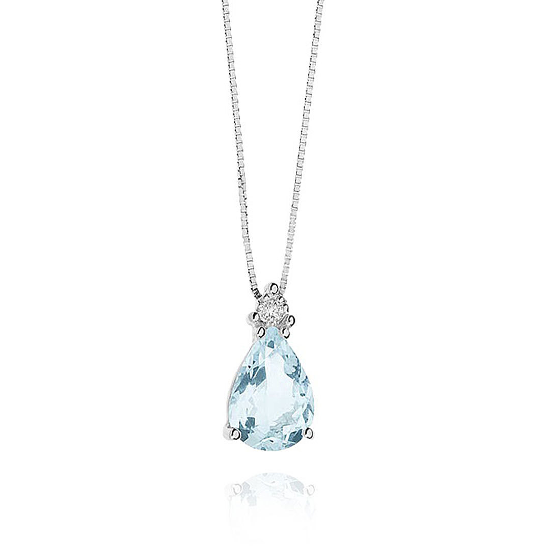 collana Diamante, Acquamarina gioiello GioiaPura Oro e Diamanti caratura 0,02ct GIPCMG750