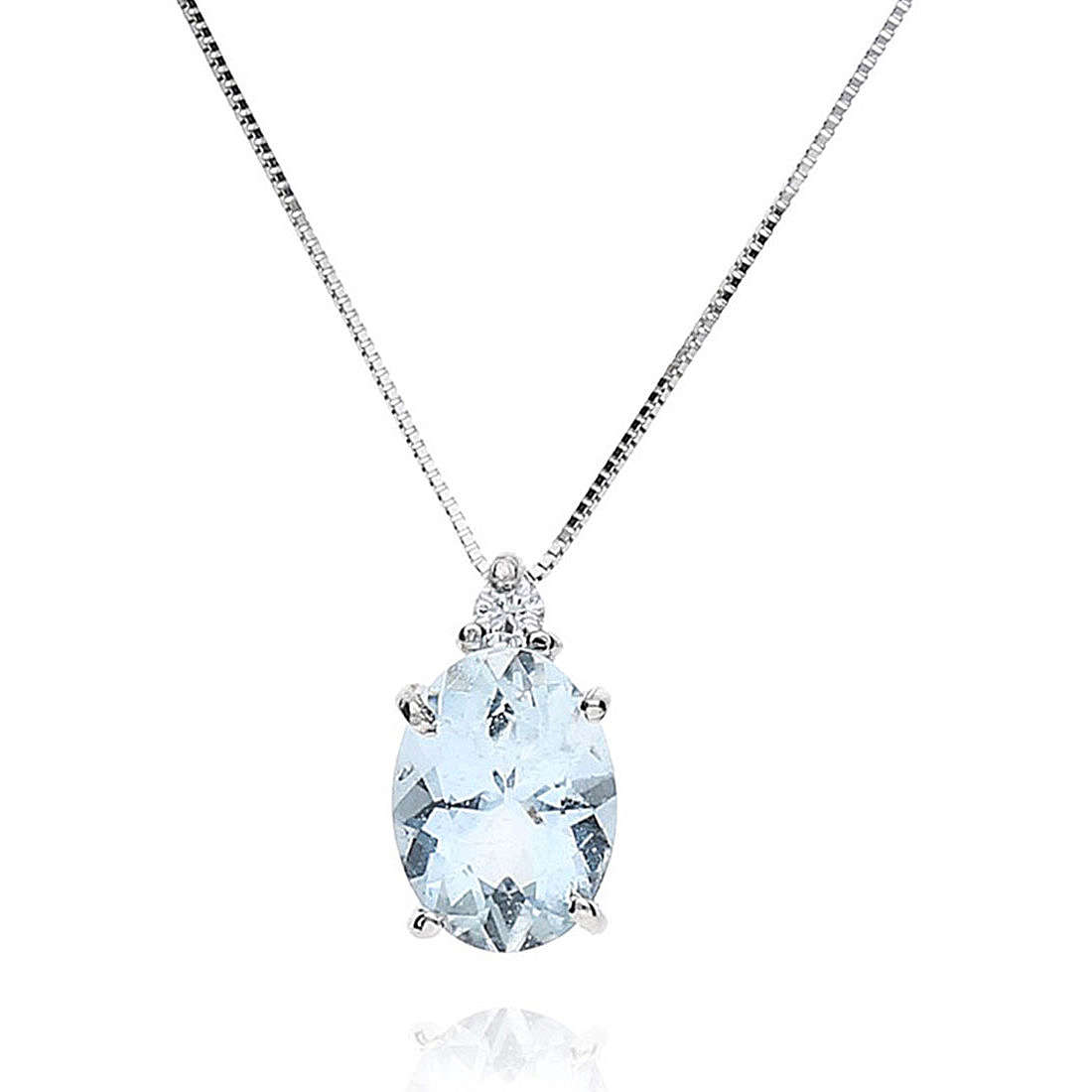 collana Diamante, Acquamarina gioiello GioiaPura Oro e Diamanti caratura 0,02ct GIPCMO860