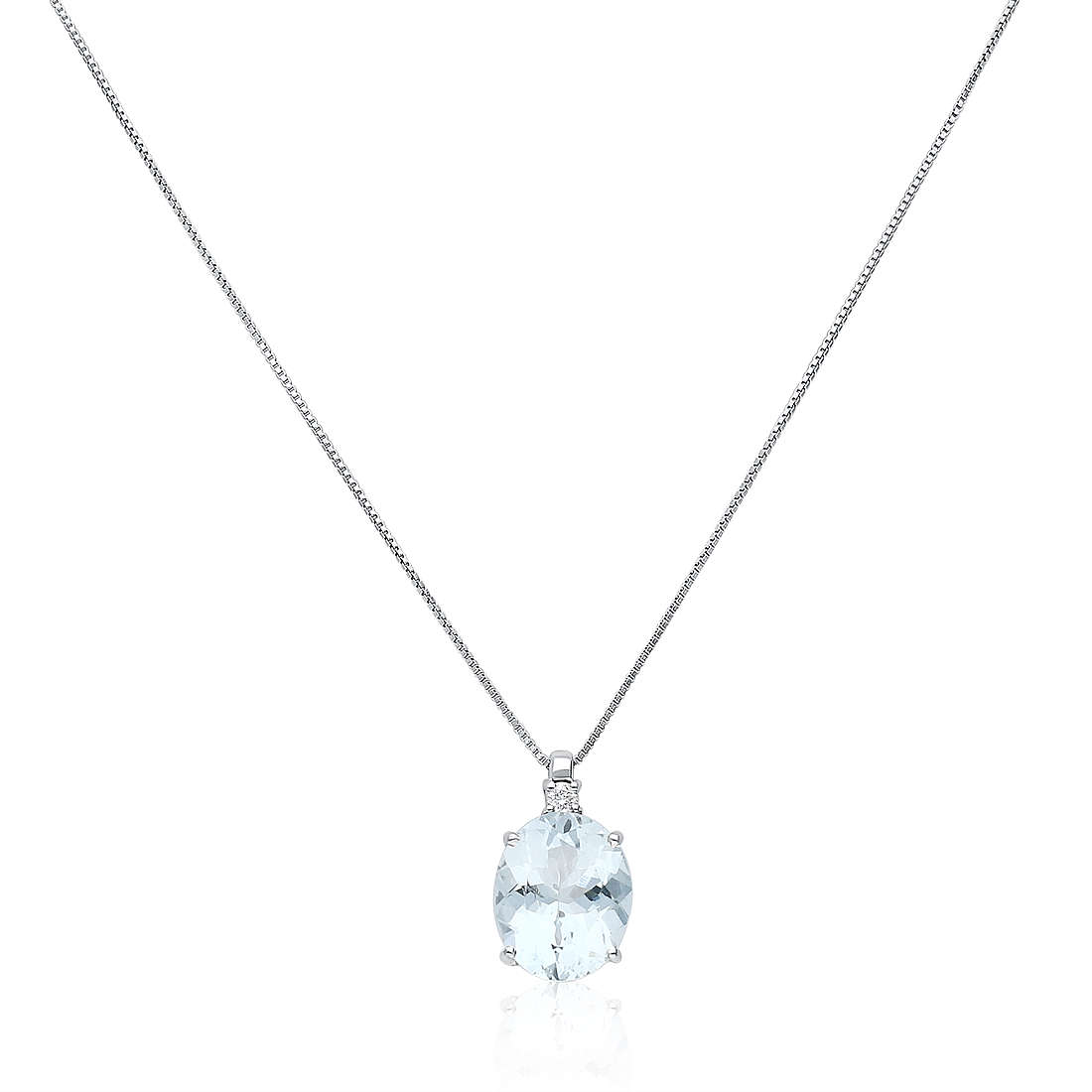 collana Diamante, Acquamarina gioiello GioiaPura Oro e Diamanti caratura 0,03ct GIPCMO911