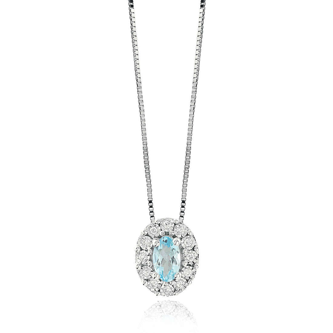 collana Diamante, Acquamarina gioiello GioiaPura Oro e Diamanti caratura 0,10ct GIPCAM34