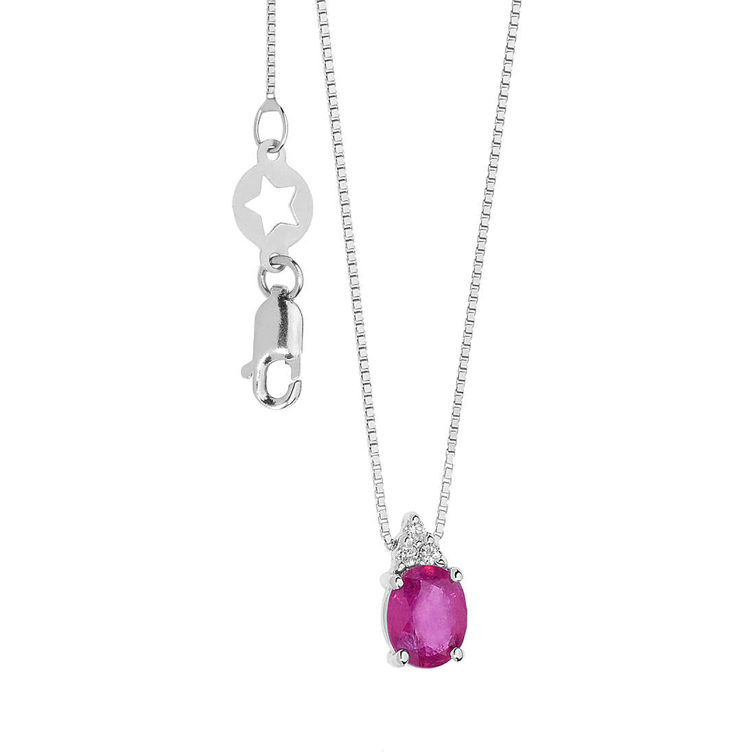 collana Diamante, Rubino gioiello Comete Fantasia Di Colore caratura 0,02ct GLB 1571
