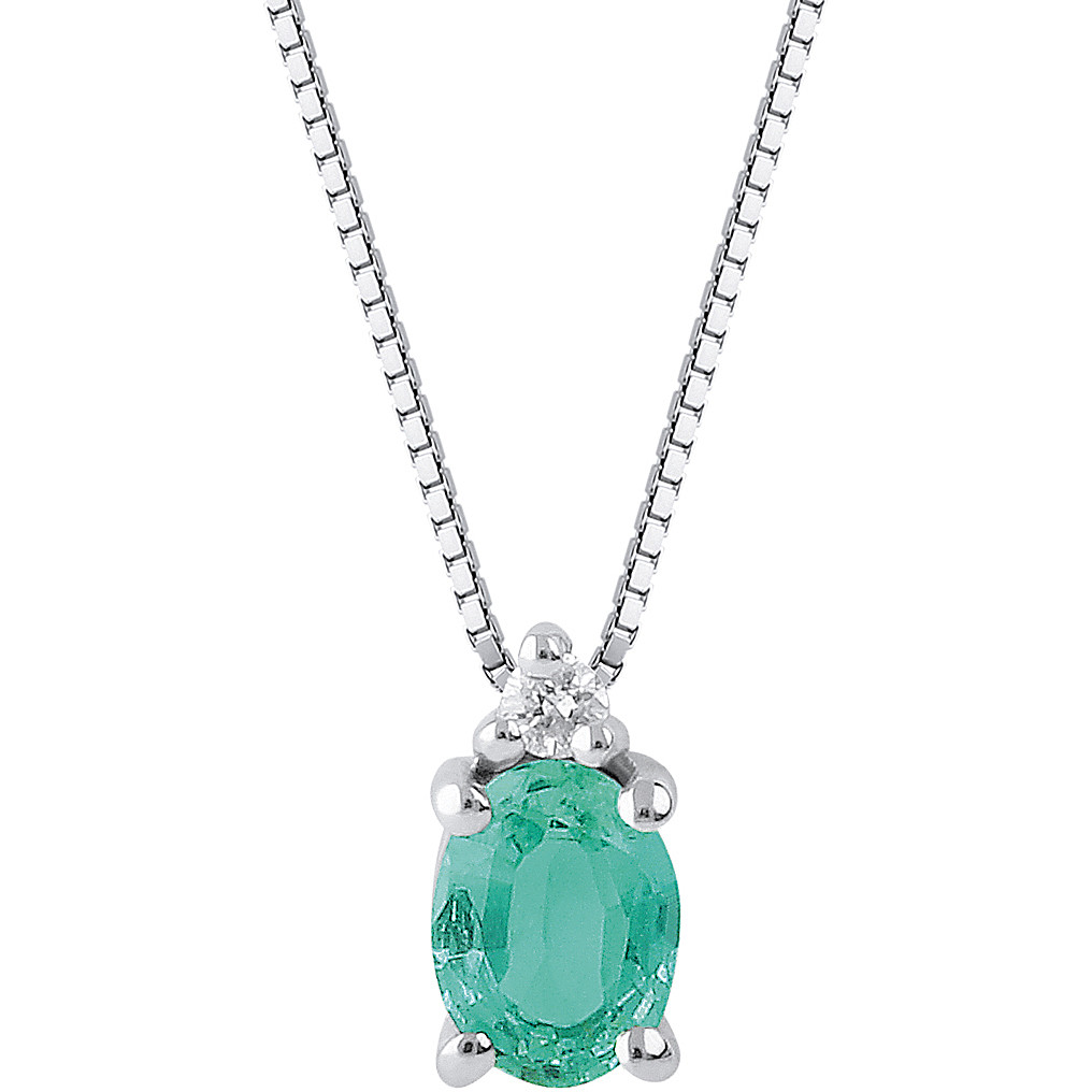 collana Diamante, Smeraldo gioiello GioiaPura Oro e Diamanti caratura 0,02ct GIDCOSM080-002W
