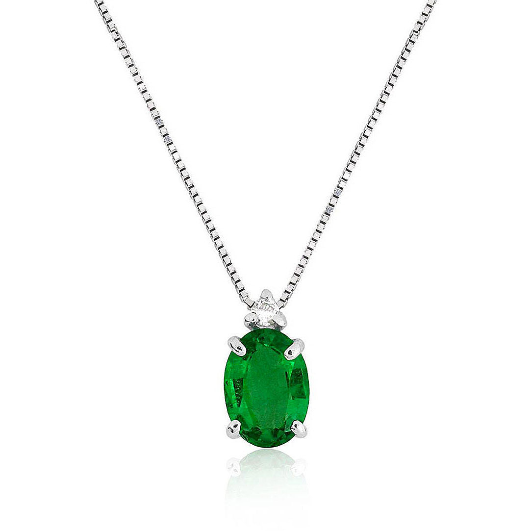collana Smeraldo gioiello GioiaPura Oro e Diamanti caratura 0,02ct GIDCS080-02