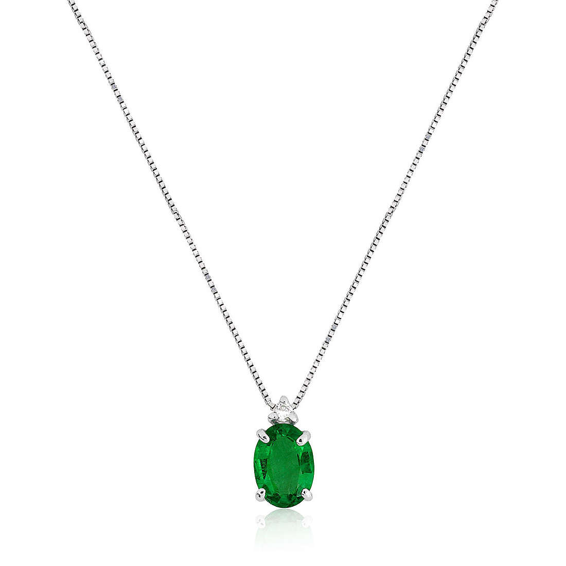 collana Smeraldo gioiello GioiaPura Oro e Diamanti caratura 0,02ct GIDCS080-02