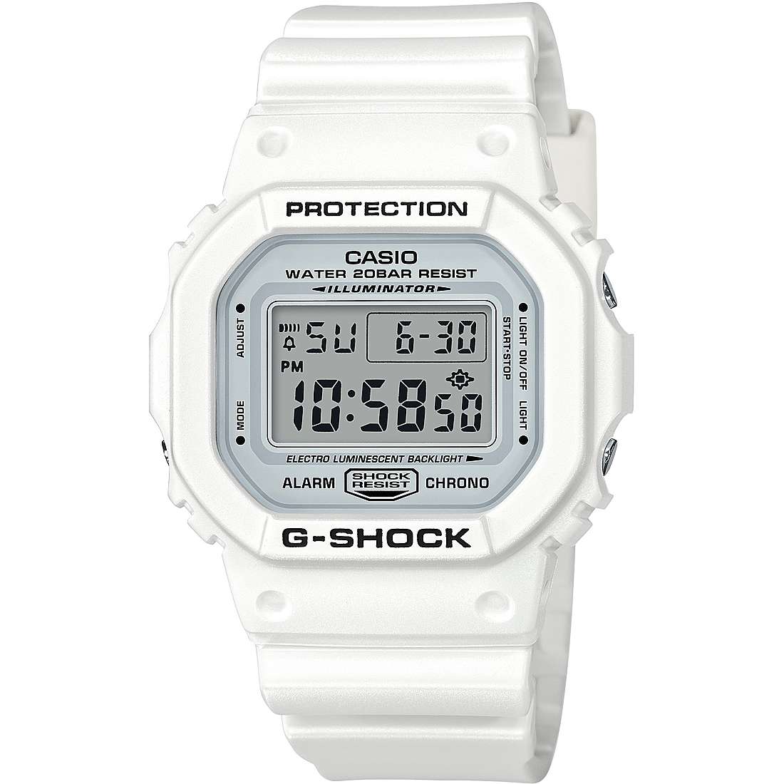 orologio G-Shock 5600-FACE Bianco multifunzione uomo DW-5600MW-7ER
