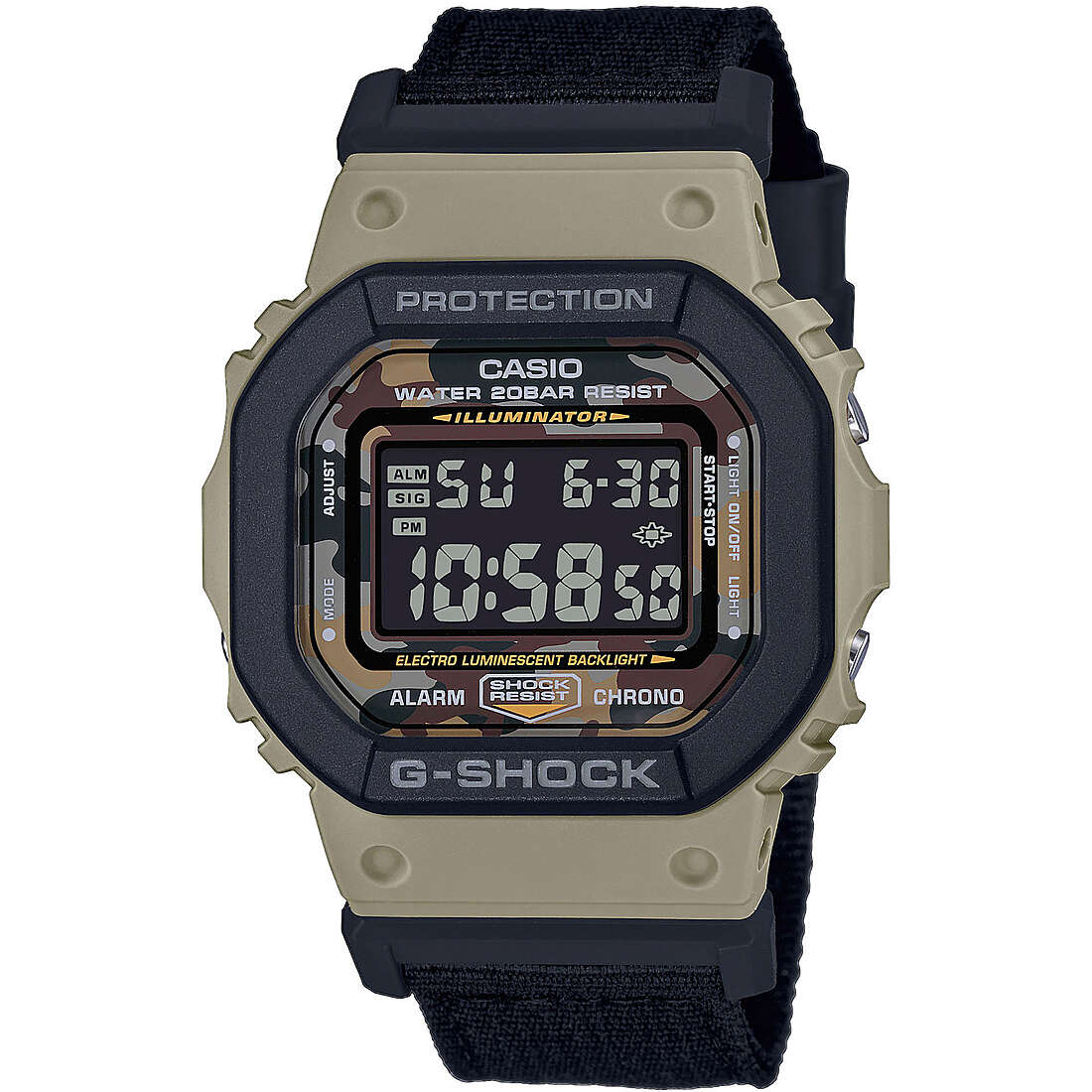 orologio G-Shock 5600-FACE Nero multifunzione uomo DW-5610SUS-5ER