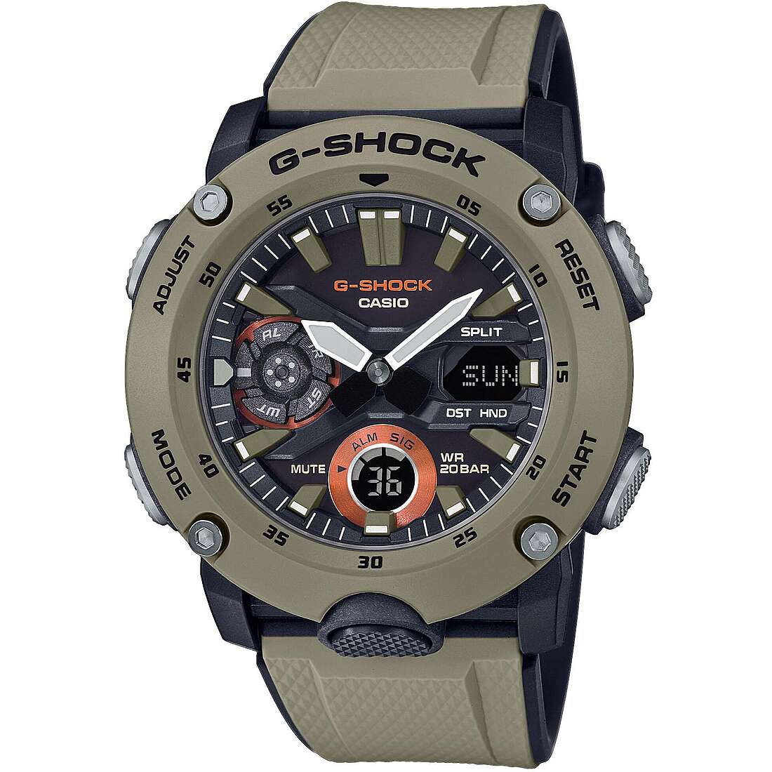 orologio G-Shock Gs Basic Verde Militare multifunzione uomo GA-2000-5AER